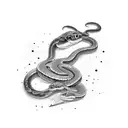2 snakes climbing up a sword tattoo design idea