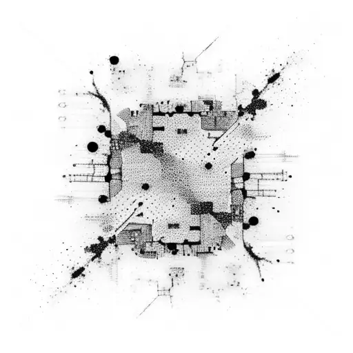 Circuit board with abstract paint splatters tattoo design idea