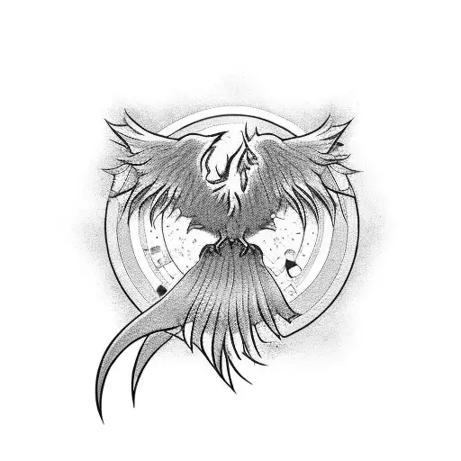 A phoenix rising from a turntable tattoo design idea