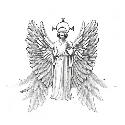 biblical accurate angel ring with wings tattoo design idea