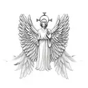 biblical accurate angel ring with wings tattoo design idea