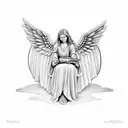 biblical accurate angel ring with wings tattoo design idea