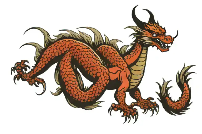 Japanese dragon with wind bars forming tattoo design idea
