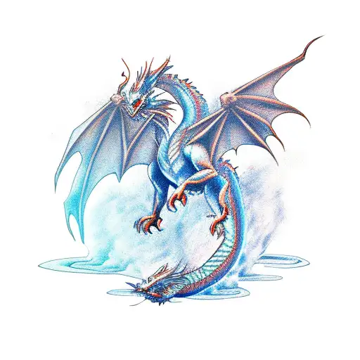 dragon fighting a phoenix tattoo design idea