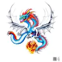 dragon fighting a phoenix tattoo design idea