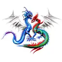 dragon fighting a phoenix tattoo design idea