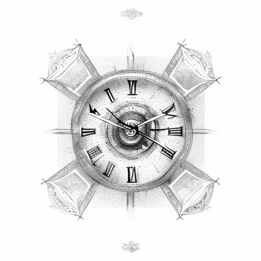 shattered roman numeral clock tattoo design idea