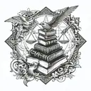 book stack fire key buttons nightingale kite tattoo design idea