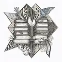 book stack on fire key buttons nightingale kite tattoo design idea