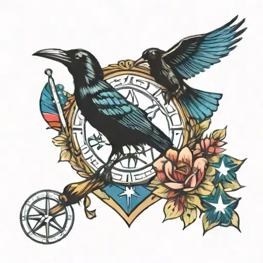 themis, grackle, libra, texas flag tattoo design idea