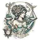 themis goddess, libra  tattoo design idea