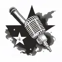 Incorporate a microphone and a lone star to represent hip hop and Texas tattoo design idea