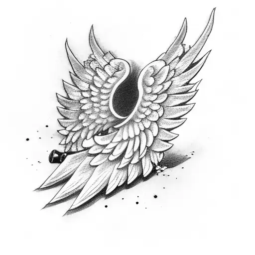 Evil wing, angel wing, microphone tattoo design idea