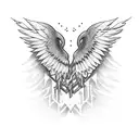 Evil wings, microphone, lyrics, breackheart tattoo design idea