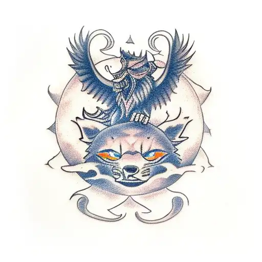 skoll and hati chasing the sun and moon tattoo design idea