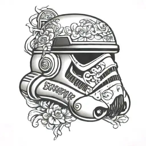 stormtrooper helmet with MC initials  tattoo design idea