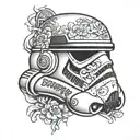 stormtrooper helmet with MC initials  tattoo design idea