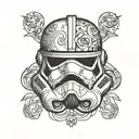 stormtrooper helmet with MC initials  tattoo design idea