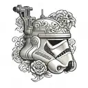 stormtrooper helmet with MC initials  tattoo design idea