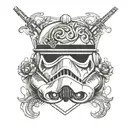 stormtrooper helmet with MC initials  tattoo design idea