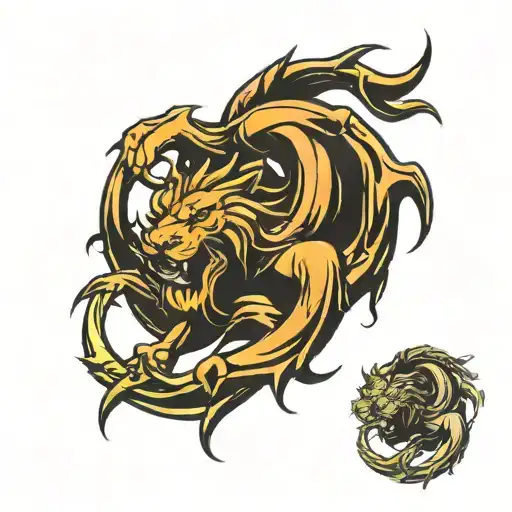 family symbol of Lion and Scorpion tattoo design idea