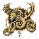 lion and scorpion family symbol surrounded by a snake   tattoo design idea