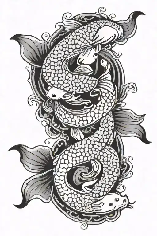 2 koi fish yin yang tattoo design idea