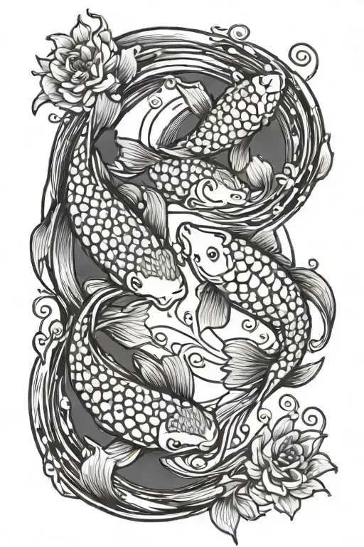 2 koi fish swimming in a circle tattoo design idea
