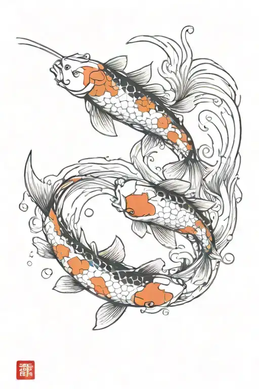 2 koi fish swimming the opposite directions tattoo design idea