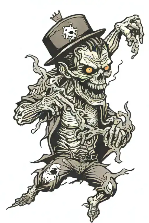 zombie ripping skin apart tattoo design idea