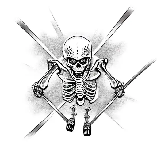 skeleton skiing tattoo design idea