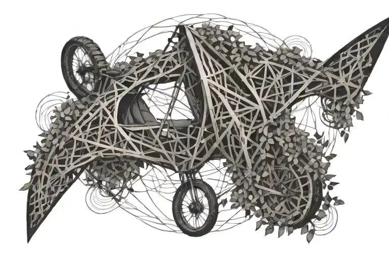 paragliding and motors intertwined with vines tattoo design idea