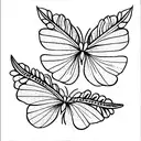 gardenia, fern, hydrangeas, with 3 butterflies  tattoo design idea