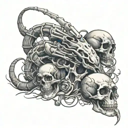 Incorporate video game elements with scorpions and skulls for a dark and edgy tattoo tattoo design idea