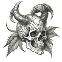 Skull with horns and a scorpion  tattoo design idea
