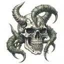 Skull with horns and a scorpion  tattoo design idea