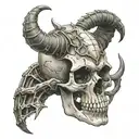 Skull with horns and a scorpion  tattoo design idea