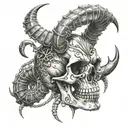Skull with horns and a scorpion  tattoo design idea