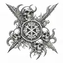 Create a tattoo of an EMT symbol surrounded by scorpions and skulls for a bold and meaningful design tattoo design idea