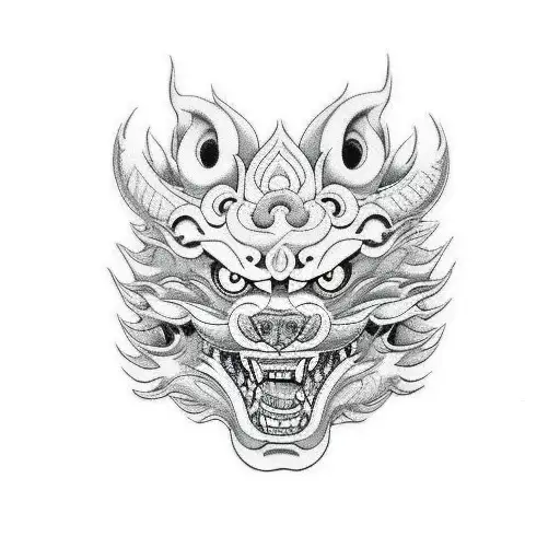 Starting at the ankle, the sleeve could begin with a fierce-looking foo dog in b tattoo design idea