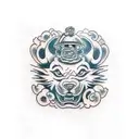 foo dog leg sleeve tattoo design idea