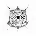 Chest tattoo with clouds and cross in the middle with the words "GOD FEARING" tattoo design idea