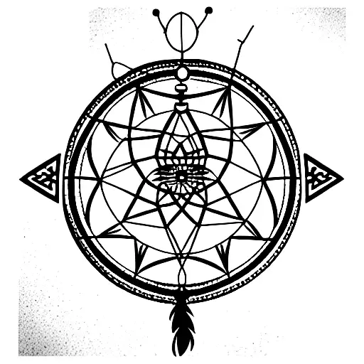 dream catcher with illuminati tattoo design idea