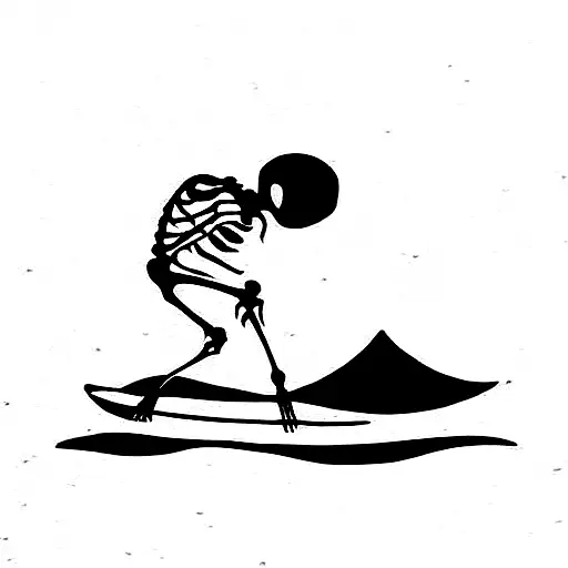 skeleton surfing tattoo design idea