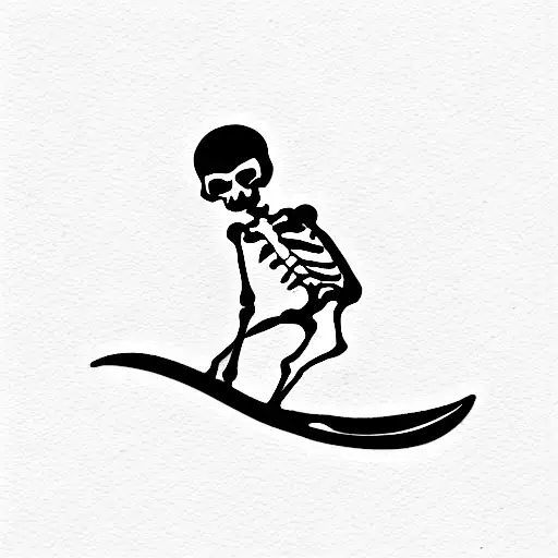 skeleton and surf tattoo design idea