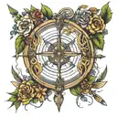 nature archery equipment intertwined tattoo design idea