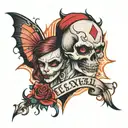 evil love hurts tattoo design idea