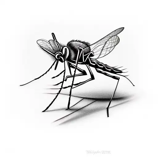 mosquito biting tattoo design idea