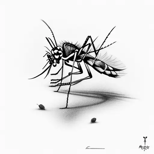 aedes agypti mosquito biting tattoo design idea