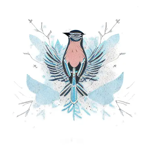 pinyon jay bird, traditional, crisp solid black thin lines, blue tattoo design idea